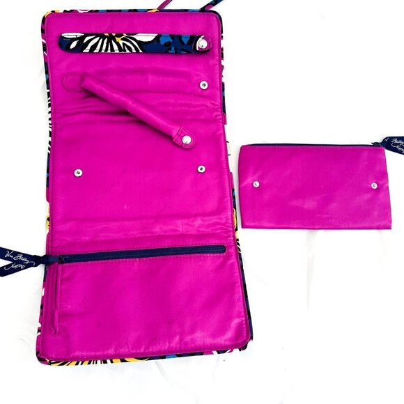 Vera Bradley All Wrapped Up Jewelry Organizer Travel Roll and Padded zip case - Picture 4 of 15